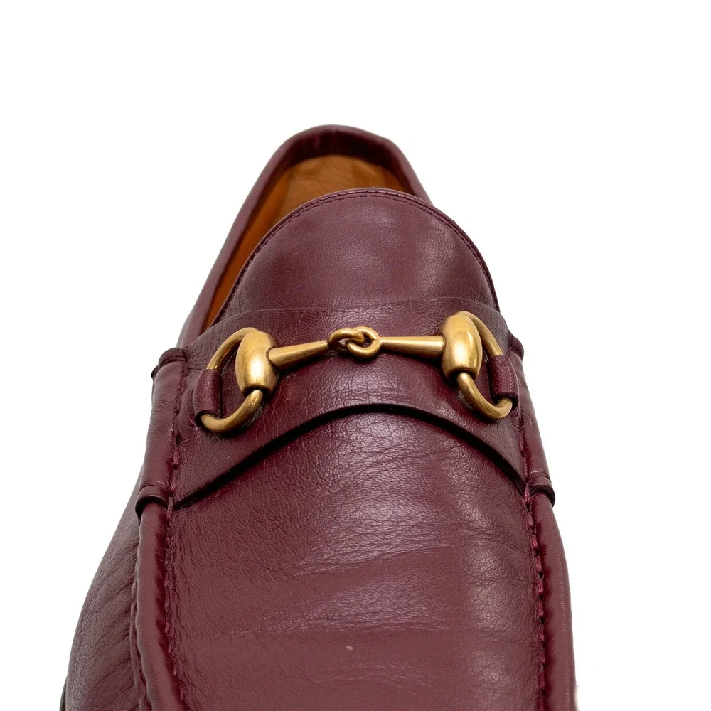 Gucci Horsebit Loafers Burgundy Leather Gold Hardware Mens UK 8.5 US 9.5